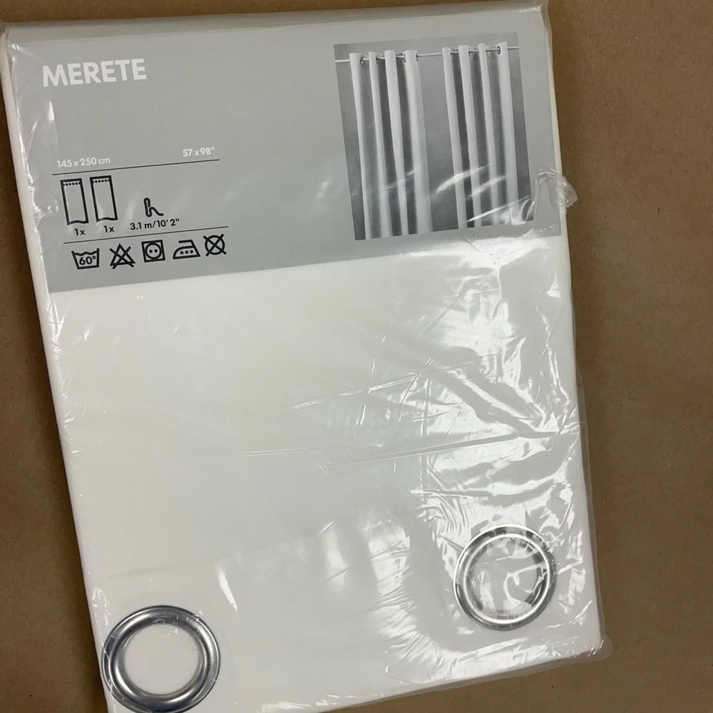 NWT IKEA Merete Curtains room darkening curtain pair 57”x98” off white cotton